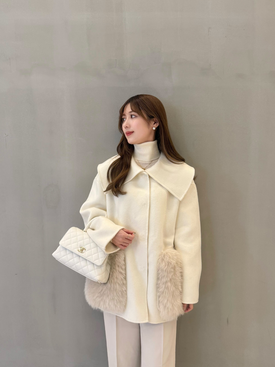 Carina×U-Big】Wool double face big color FOX pocket coat