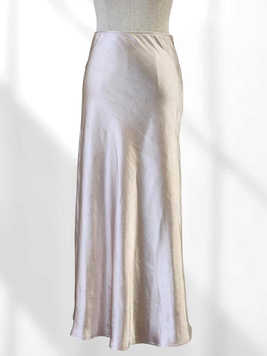 【Beige Rose】 Bias satin skirt