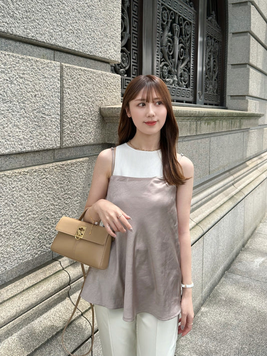 【Mocha Beige】 Bias satin camisole