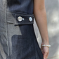 Denim V-neck side button jumper skirt(再入荷)