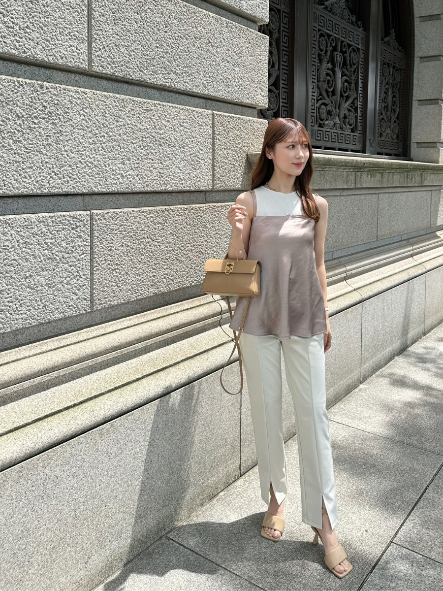 【Mocha Beige】 Bias satin camisole