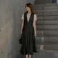Denim V-neck side button jumper skirt(再入荷)
