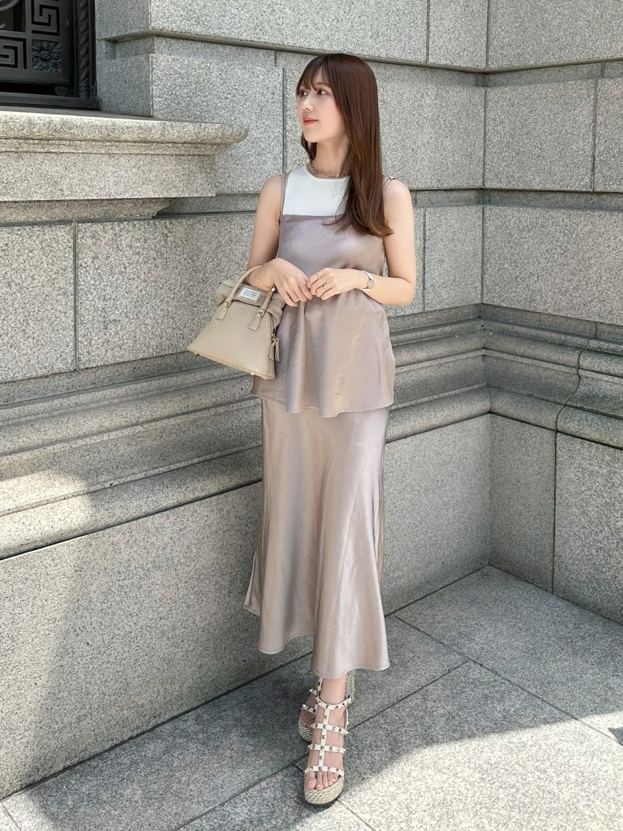 【Mocha Beige】 Bias satin camisole