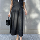 Denim V-neck side button jumper skirt(再入荷)