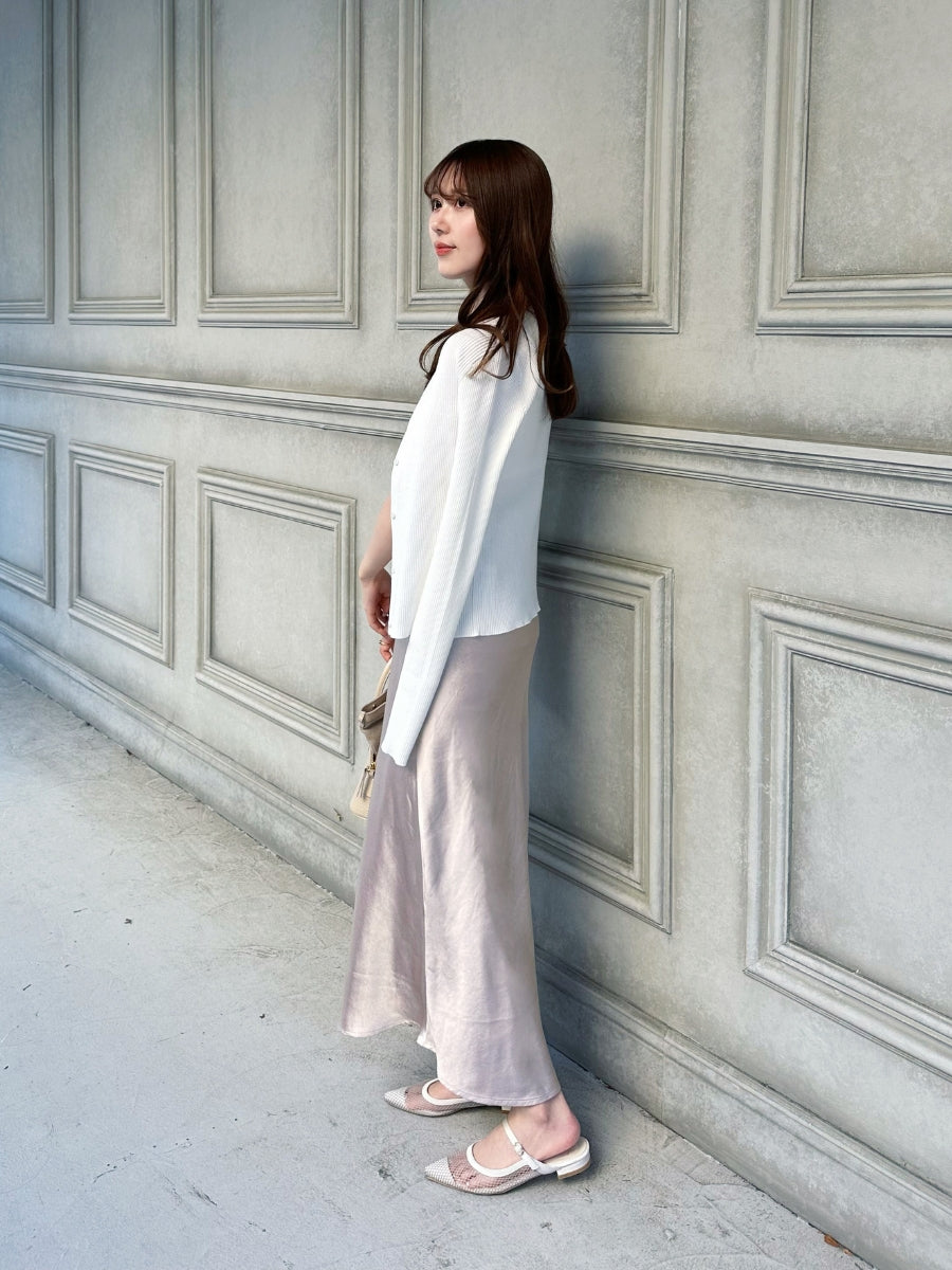 【Beige Rose】 Bias satin skirt