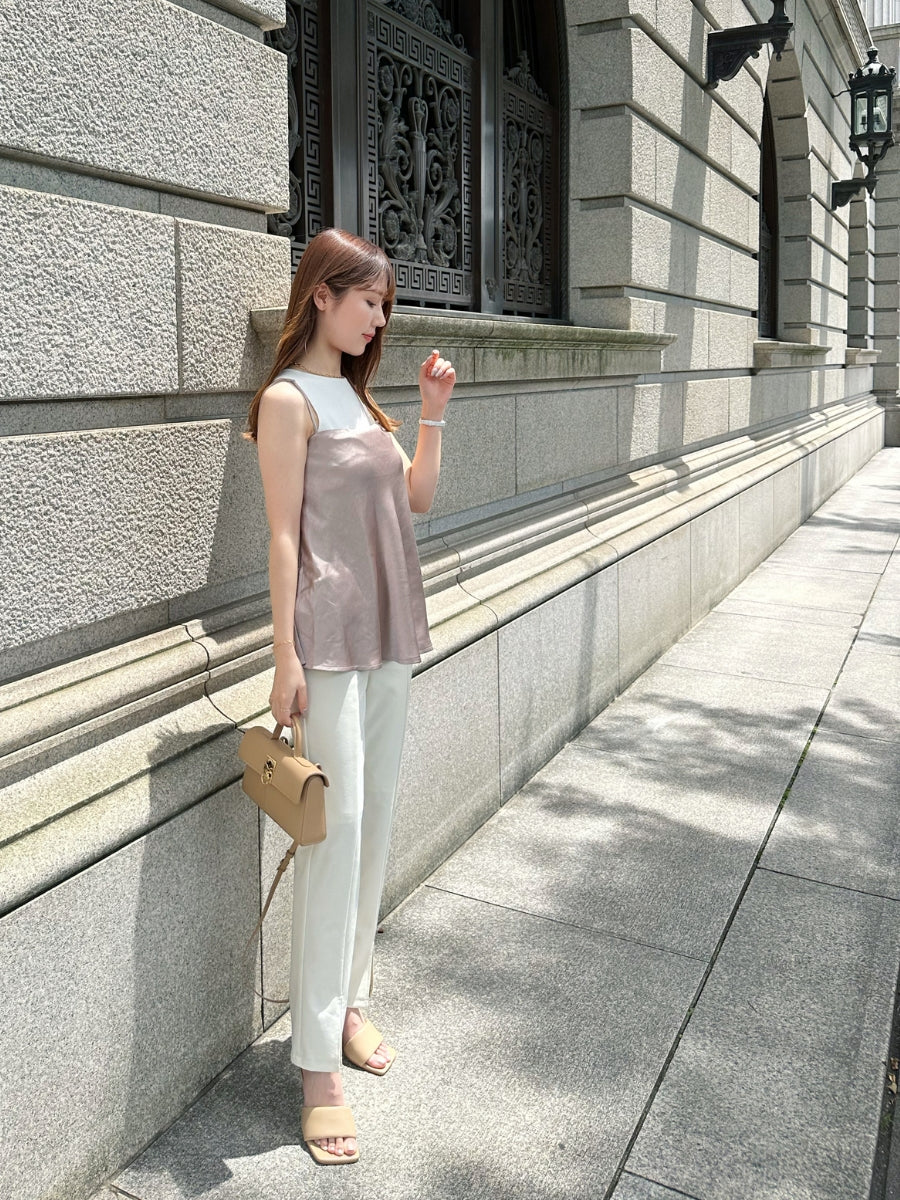 【Mocha Beige】 Bias satin camisole