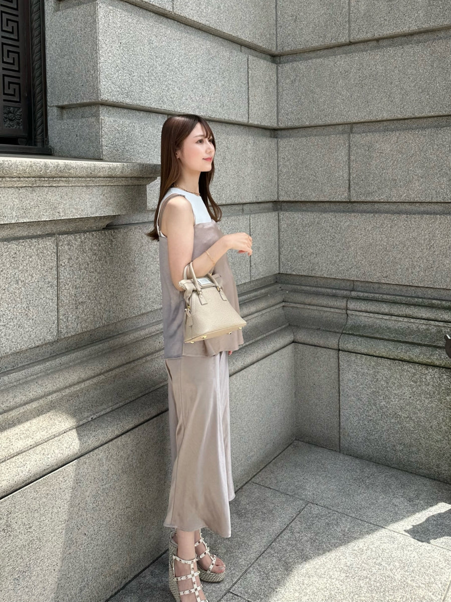 【Mocha Beige】 Bias satin camisole