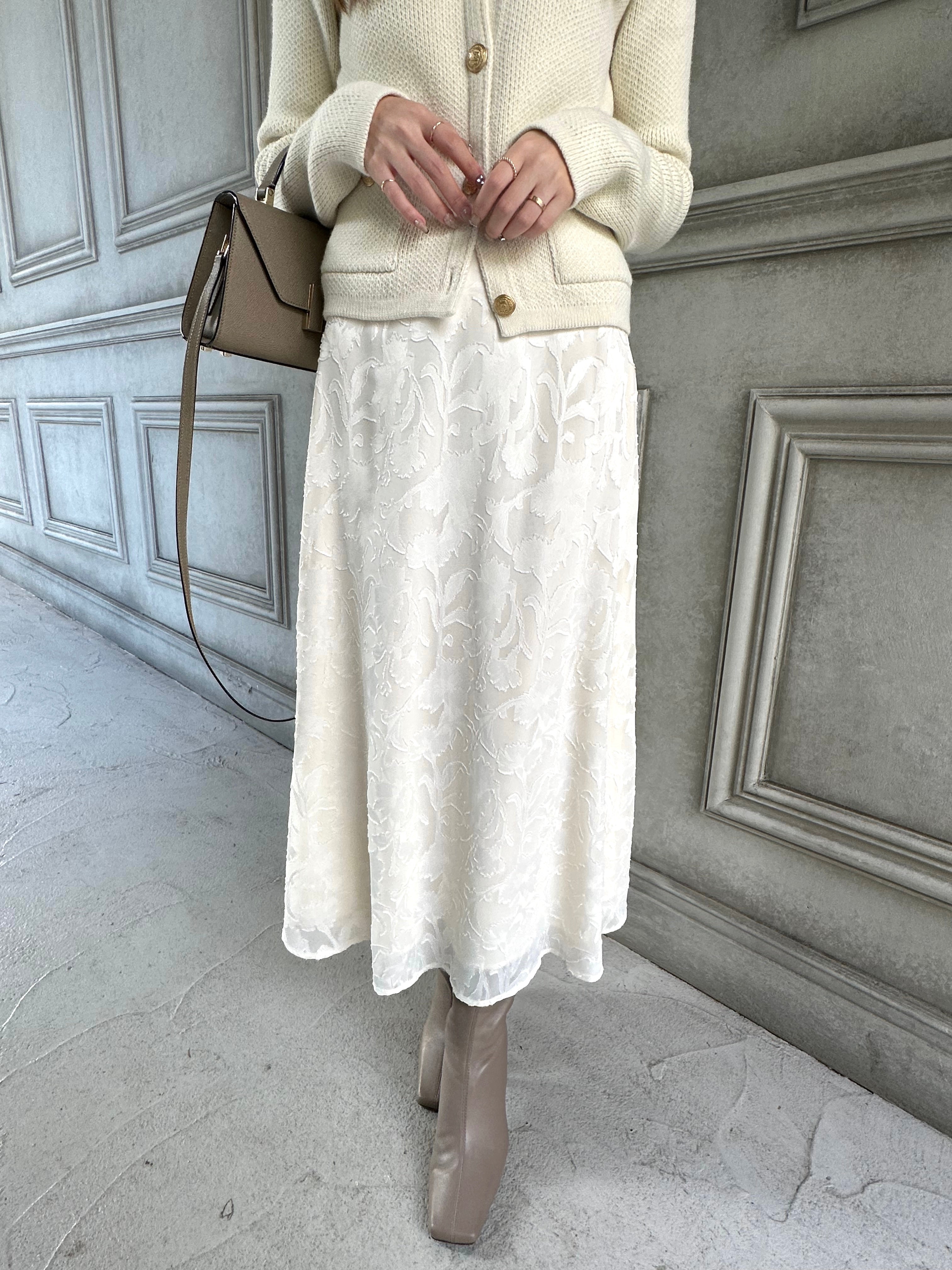 【 Ivory】Sheer cut jacquard skirt(再入荷)