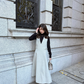 【Gray Beige】V neck side button jumper skirt(再入荷)