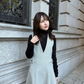 【Gray Beige】V neck side button jumper skirt(再入荷)