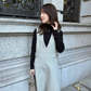 【Gray Beige】V neck side button jumper skirt(再入荷)