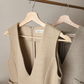 【Gray Beige】V neck side button jumper skirt(再入荷)