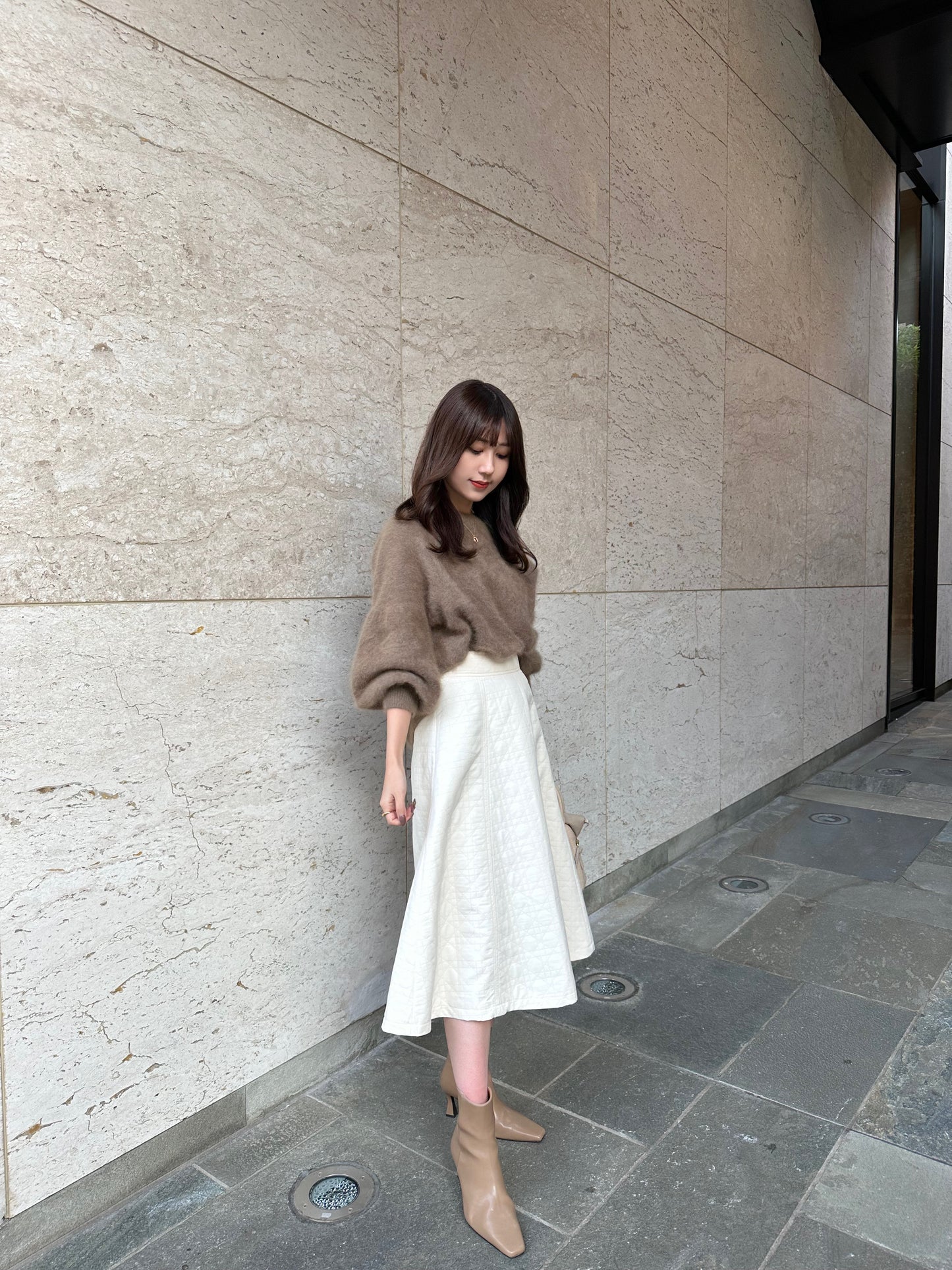 【Ivory】Quilted A-line skirt(再入荷)